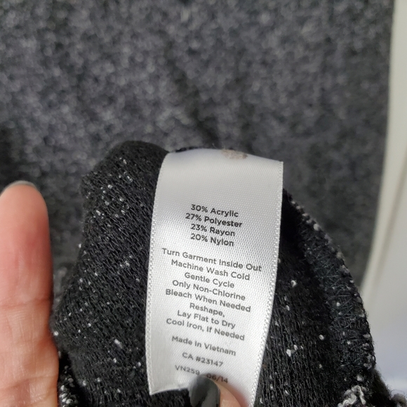 Talbots Petites Women's SP Heathered GrayTextured 3/4 Sleeve Boatneck Midi Dress - Picture 8 of 9